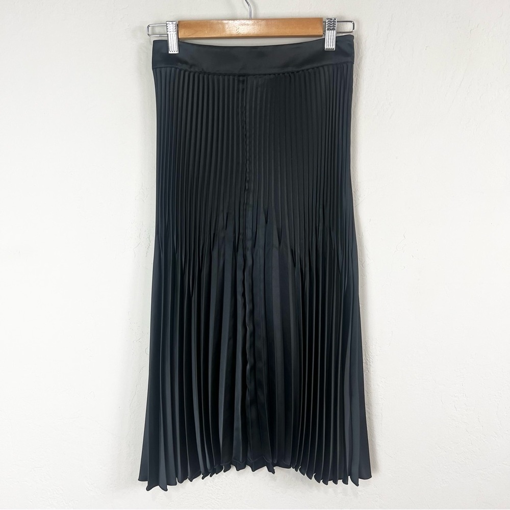 NEW Universal Standard Cybele Black Satin Pleated Midi Skirt Size 4XS = XS